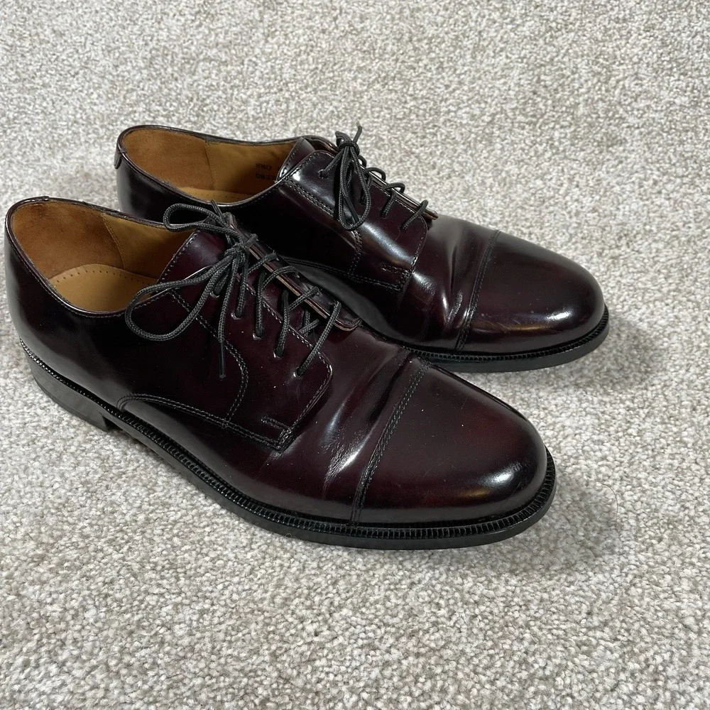 Cole Haan Men Burgundy Leather Cap Toe Oxford Lace Up Size 8.5 D Caldwell 08331